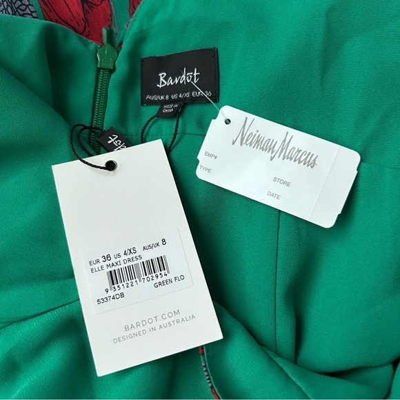 NWT Bardot Elle Hi Low Maxi Dress in Green Floral Sz 4 - Picture 8 of 9